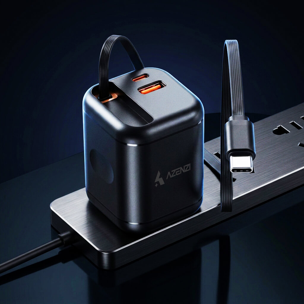 Azenzi Plugd 65W fast charger with retractable cable